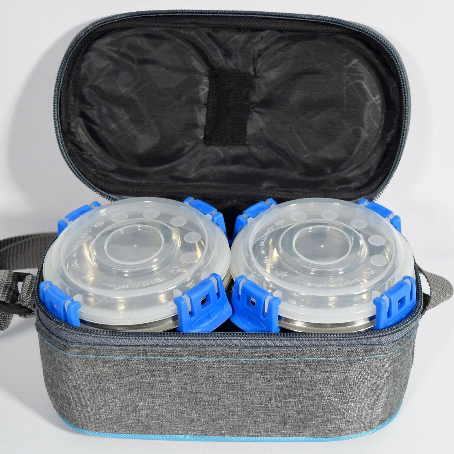 Fresh Lunch Container Smartlock Pack Of 3 With Oval Tray With Bag 500ml (400ml *2 ) - HalfPe