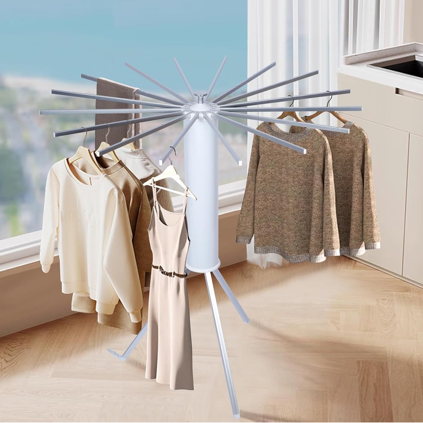 Foldable Rotary Clothes Drying Rack Stand (1 Pc)