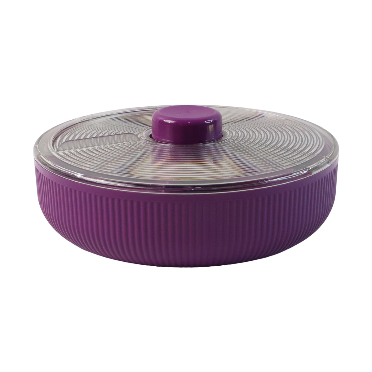 Supermom Multipurpose Round Rotating Dry Fruit & Snack Storage Container with Transparent Lid and Divided Compartments  (1 Pc)