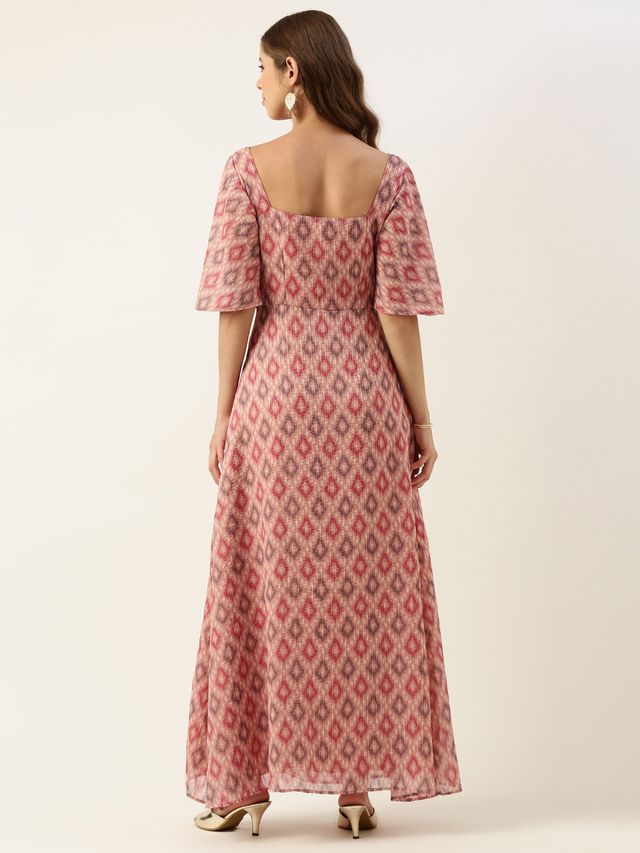 Bollywood Vogue Ready To Wear Multicolored Georgette Digital Printed Dress