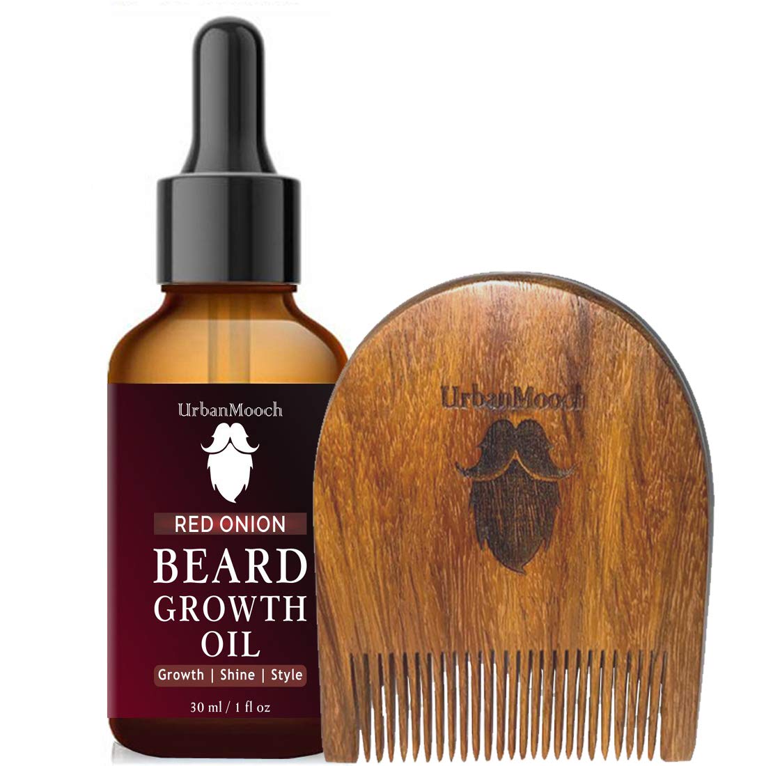 UrbanMooch | Beard Grooming Kit | Onion Beard Oil & U-Shape Comb for Men | Promotes Growth & Nourishes Beard Lohiya Retails