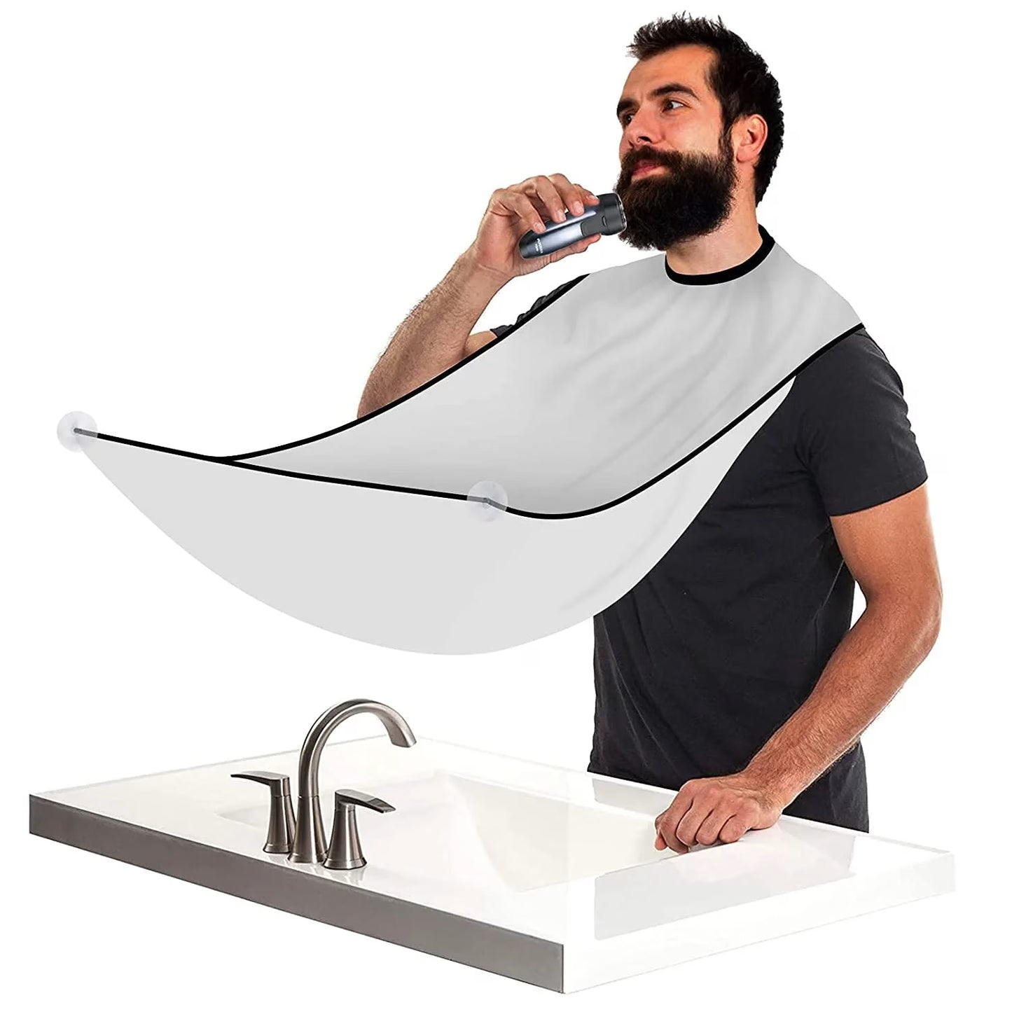 Shaving Beard Apron with Suction Cups – No-Mess Beard Catcher for Sink and Bathroom