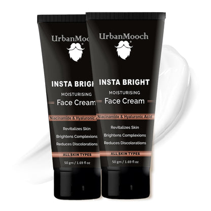 UrbanMooch Pack of 2 Insta Bright Lightening & Brightening Face Cream For Men with Hyaluronic Acid, Vitamin E and Niacinamide for Skin Brightening & Glowing Skin, 50 gm Each Lohiya Retails