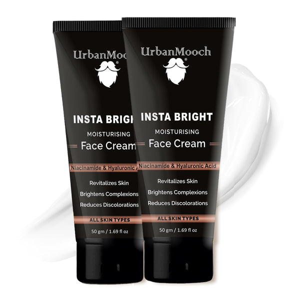 UrbanMooch Pack of 2 Insta Bright Lightening & Brightening Face Cream For Men with Hyaluronic Acid, Vitamin E and Niacinamide for Skin Brightening & Glowing Skin, 50 gm Each Lohiya Retails