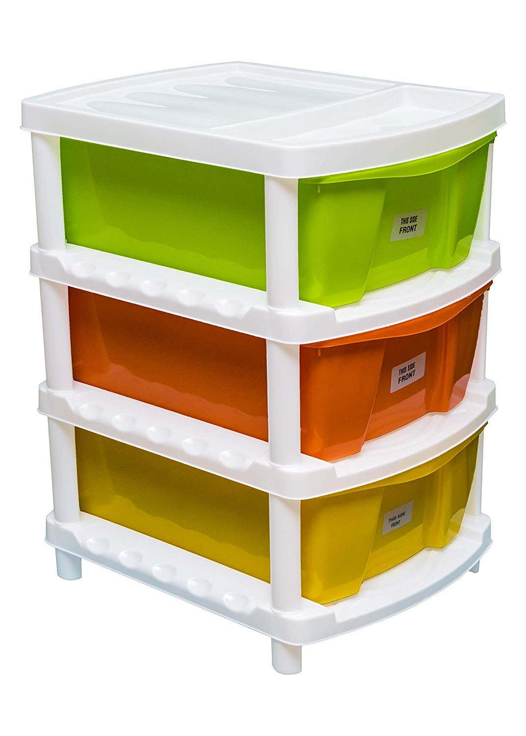 Veer Multipurpose Plastic Modular Multicolour 3 Drawer System, Chest Storage Organizer, Large Container Rack Set for Home Office and Kitchen