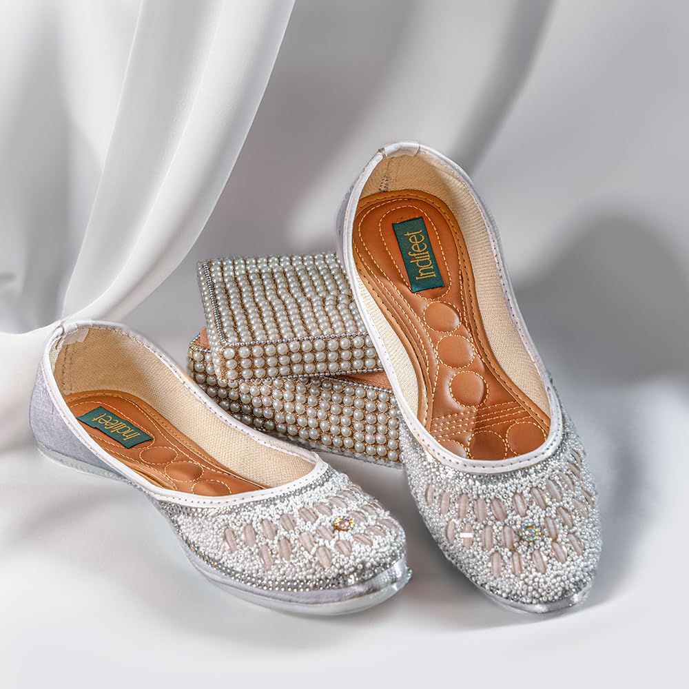 Indifeet Jutti for Women - Silver - Image 5