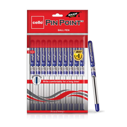 Cello Pinpoint Blue Ball Pens with Fine Tip 0.6 mm Smooth Writing  (Pack of 10)