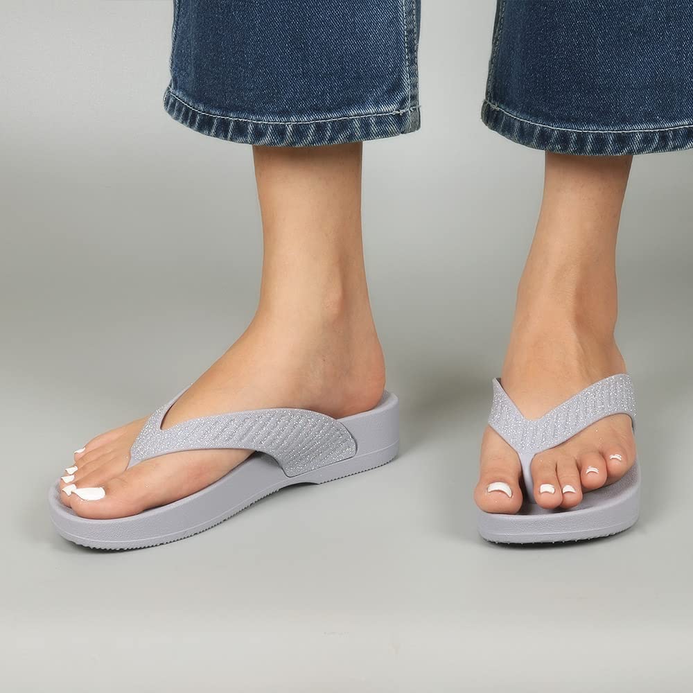 Indifeet Comfortable Thong Chappals for Women - Grey - Image 4