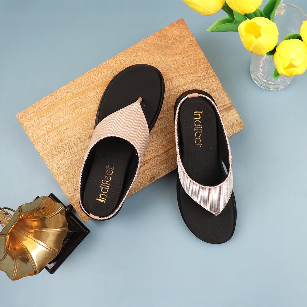 Indifeet Comfortable Thong Platform Sandals for Women - Pink - View 2