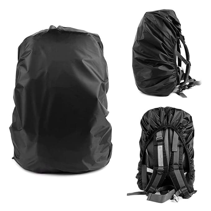 Dust Cover for Backpack Waterproof Bags 35L Rainproof Dustproof Protector Elastic Adjustable for Hiking Camping Traveling Black - HalfPe