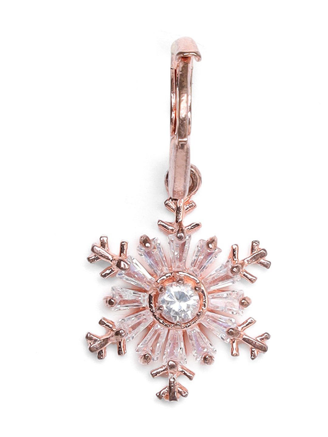 Set Of 2 Rose Gold American Diamond Studded & Silver Plated Drop Earring