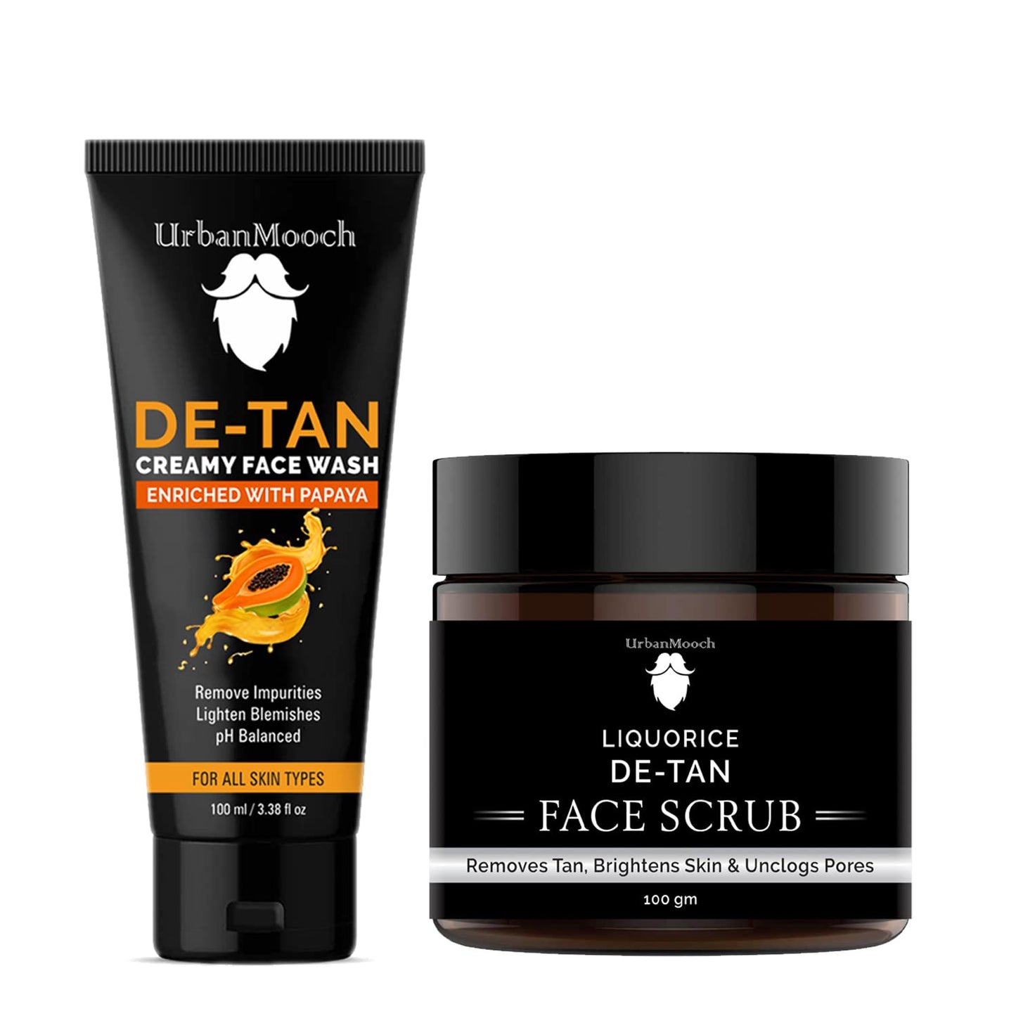 UrbanMooch Skin Brightening & Lightening Detan Facewash And Detan Face Scrub Combo For Instant Tan Removal Lohiya Retails