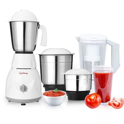 Lifelong Infinia 500 Watt Juicer Mixer Grinder with 3 Stainless Steel Jars – Grey