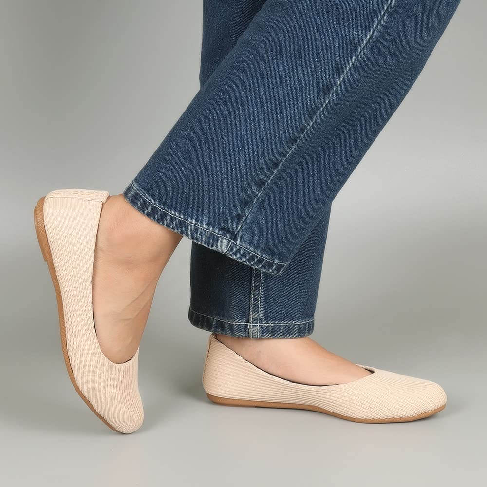 Indifeet Casual and Comfortable Ballerina Flats for Women - Beige - View 3