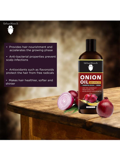 UrbanMooch Onion Hair Oil For Hair Growth & Hair Fall Control | Natural Hair Growth With Red Onion, Bhringraj, Amla, Argan, Coconut & More | No Parabens Or Mineral Oils, 100Ml Lohiya Retails