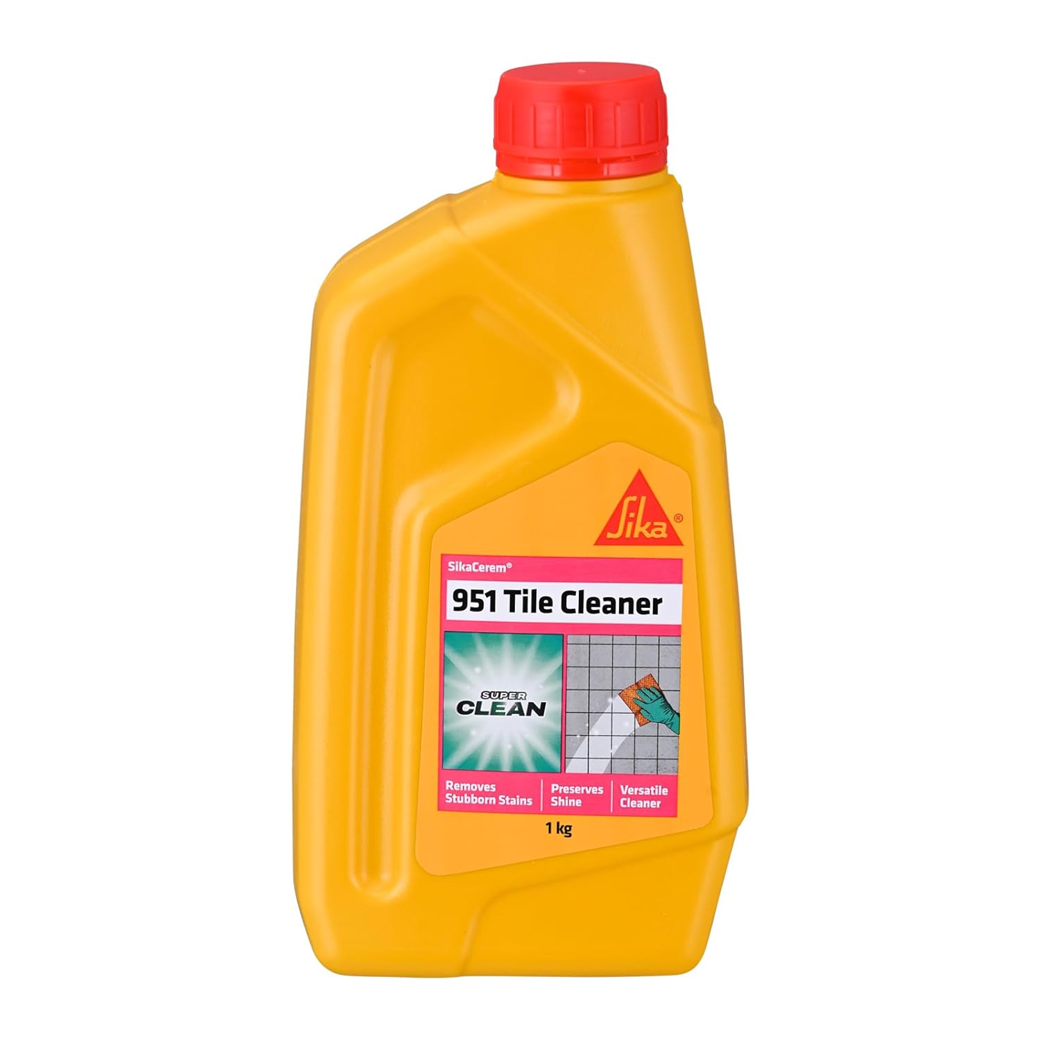 SIKA - Tile Cleaning Agent - SikaCeram-951 Tile Cleaner - Removes Tough Stains & Grout Without Damaging Shine (Ceramic, Porcelain, Vitrified Tiles) - Pink - 1L