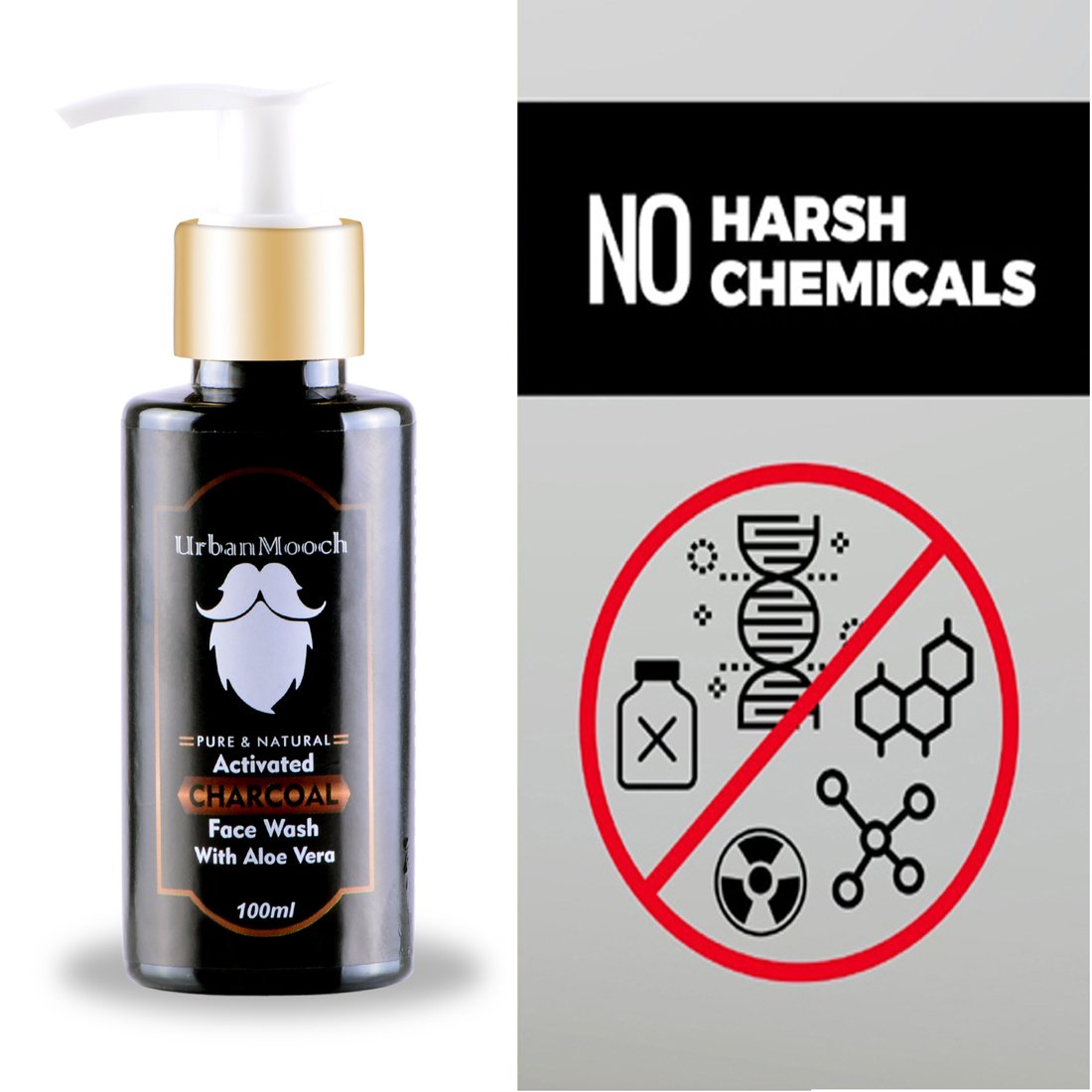 UrbanMooch Activated Charcoal Face Wash With Aloe Vera Extract For Anti Aging & Skin Brightening, Pack of 2(Each 100Ml) Lohiya Retails