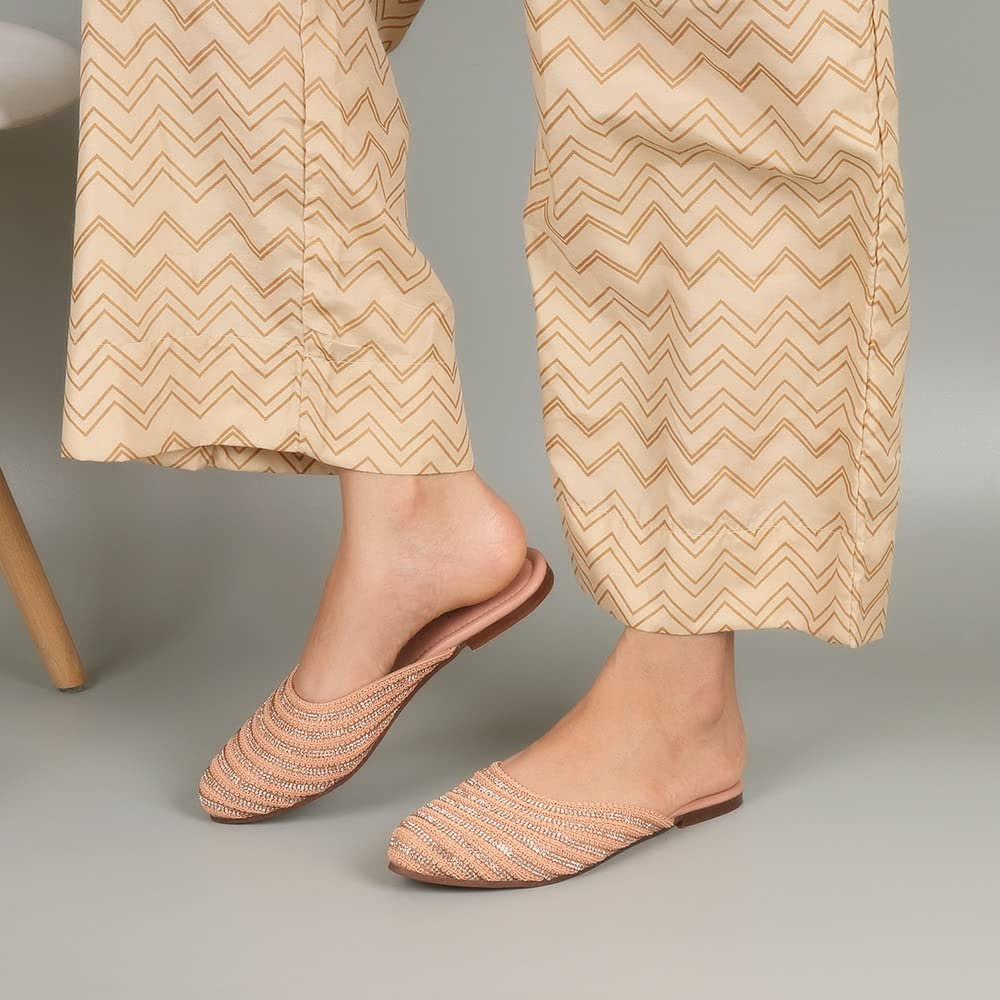 Indifeet Traditional Mules for Women - Peach - View 4