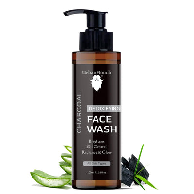 UrbanMooch Activated Charcoal Face Wash for Men – Deep Cleansing Daily Cleanser with Aloe Vera & Niacinamide | Removes Blackheads, Oil & Impurities | Brightening & Refreshing Skin – 100 ml Lohiya Retails
