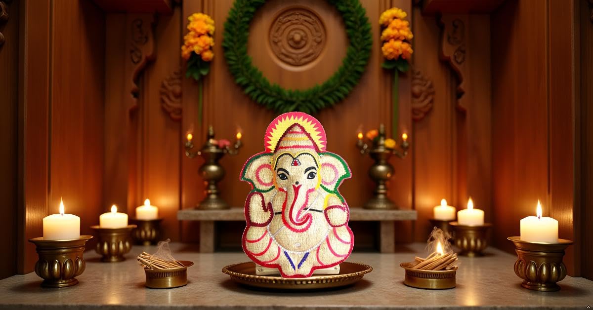 Ottiveru Ganapati Handmade Ganesha Wall Hanging Idol for Pooja and Gifting
