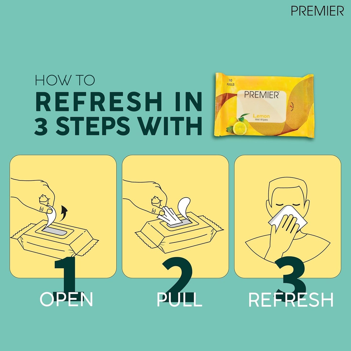 Premier Refreshing Face Cleaning Wet Wipes (75 Sheets) | 25 Pulls per Pack | Pack of 3 Assorted | Soft, Skin-Friendly, Alcohol-Free | Perfect for Home, Travel & Office | Hydrates for Instant Freshness HP Xpress