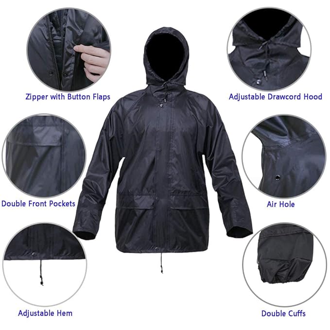 Multispace Black Rain Suit(jacket and pants) for Men & Women