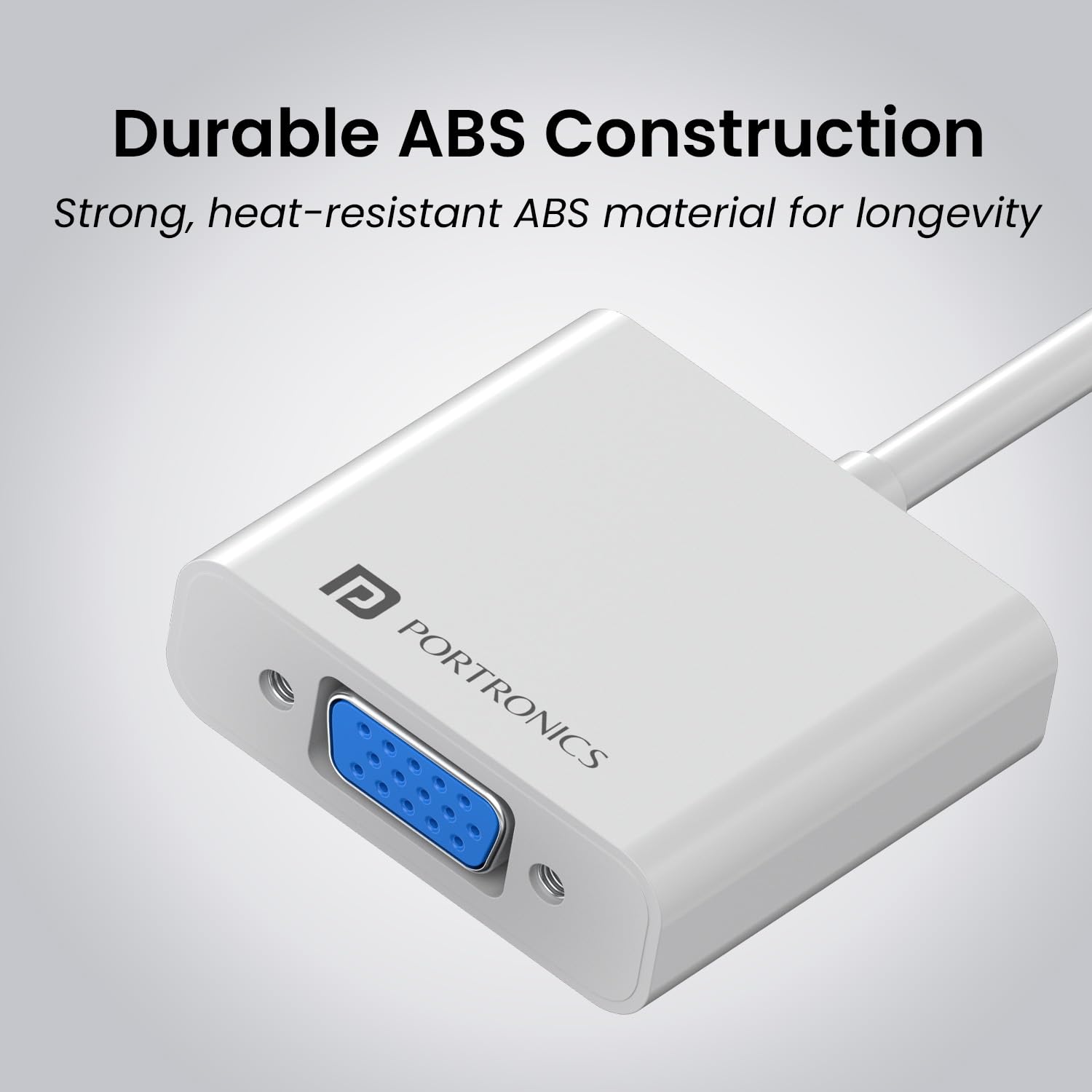 Portronics DigiBridge HDMI to VGA Connector with 1080p Full HD @ 60 Hz Max Resolution, 16 cm Long Cable, Durable Build Material, Compatible with Laptop & Desktop (White)