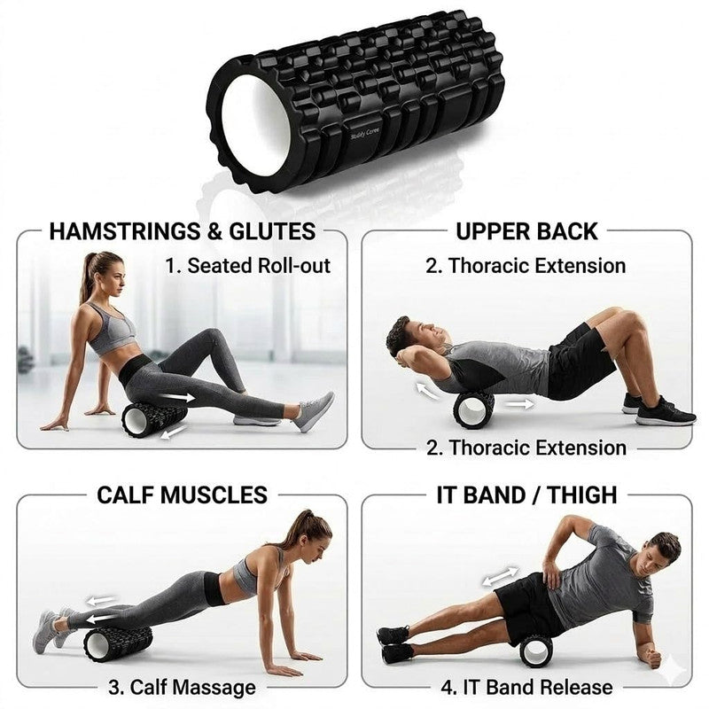 Buddy Cares High Density Foam Roller – Back Pain Relief, Deep Tissue Massage & Muscle Recovery – Detail View