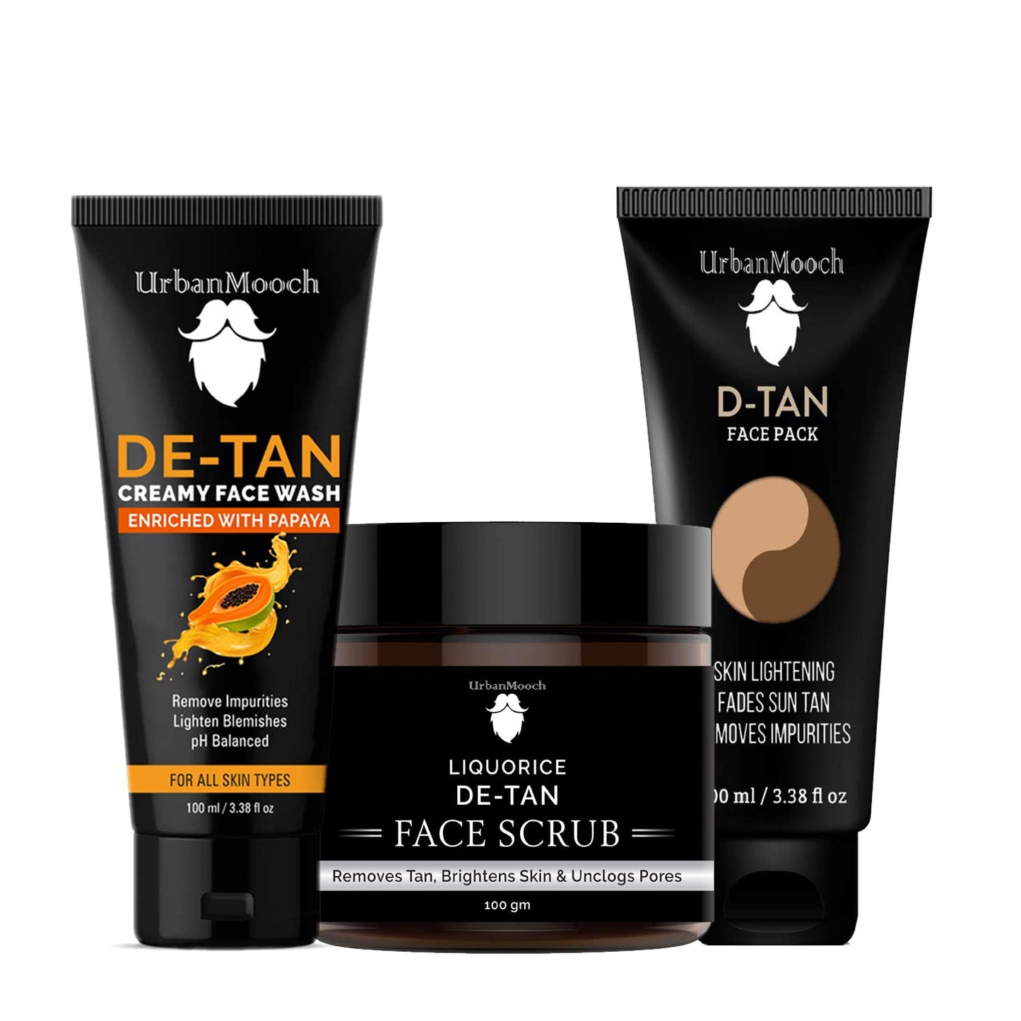 UrbanMooch Skin Brightening & Lightening Detan Facial Kit - Detan Facewash, Detan Face Scrub & Detan Face Pack Lohiya Retails