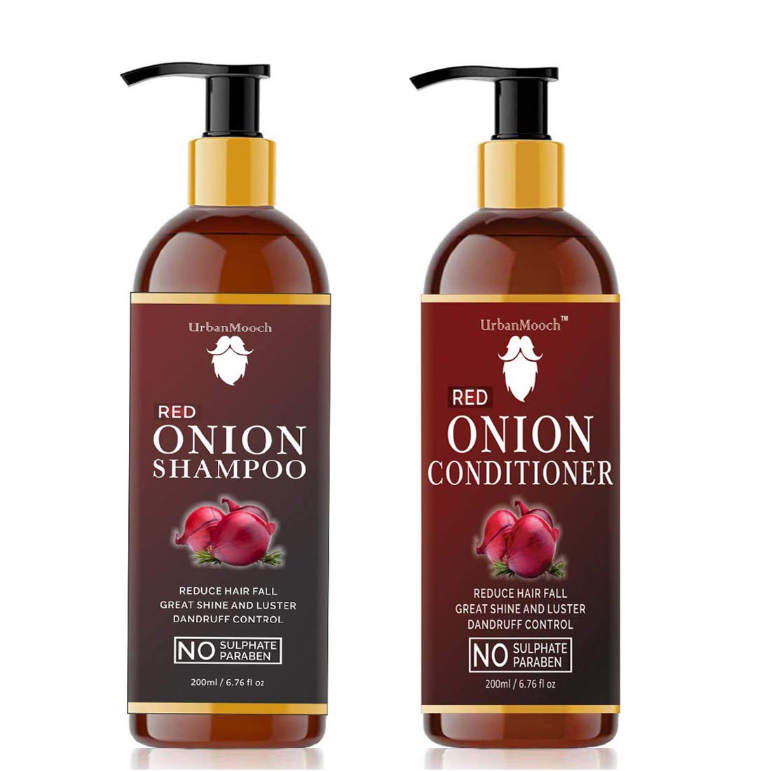 UrbanMooch | Red Onion Shampoo + Conditioner Combo | Hair Fall Control & Strengthening | For Men & Women | Set of 2 | 200ml Each Lohiya Retails