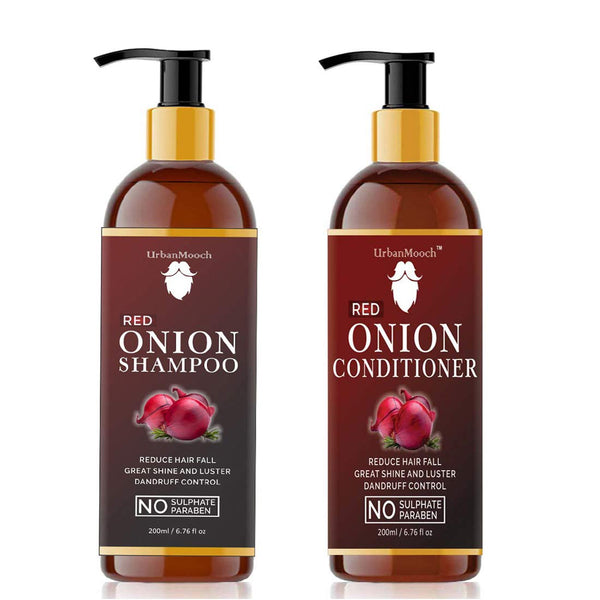 UrbanMooch | Red Onion Shampoo + Conditioner Combo | Hair Fall Control & Strengthening | For Men & Women | Set of 2 | 200ml Each Lohiya Retails