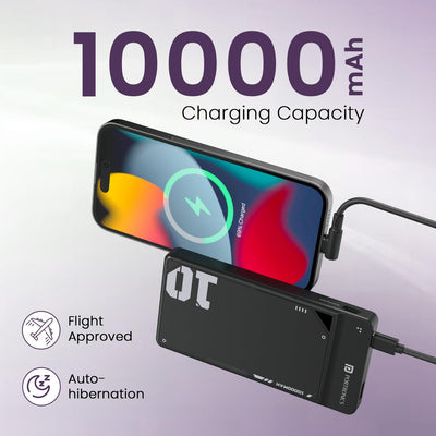 Portronics Luxcell UNO 10 10000mAh 22.5W Power Bank (Black)