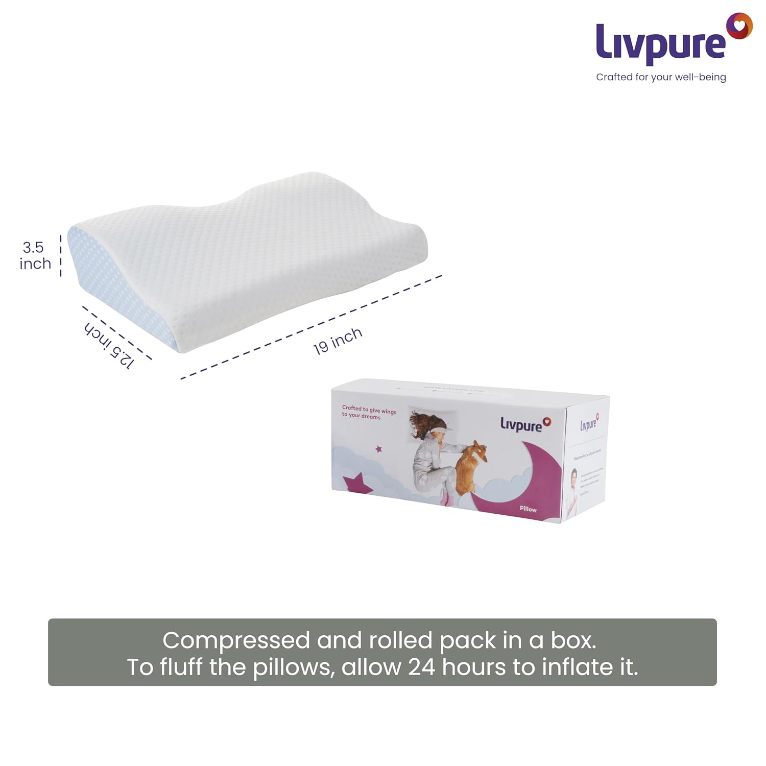 Livpure Smart Breeze Cervical Ortho Pillow – Perforated Memory Foam Neck Support Pillow, White