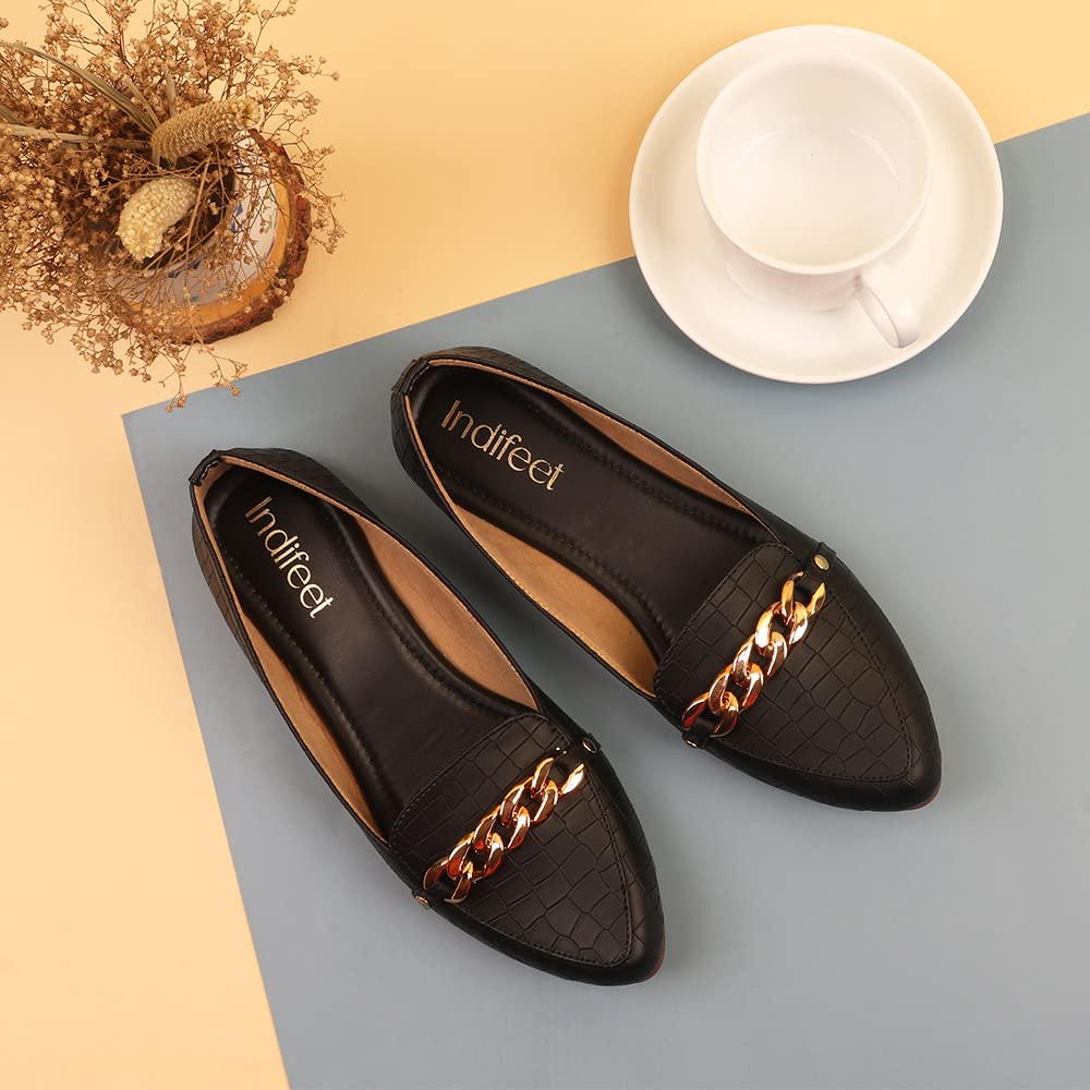 Indifeet Ballerina Shoes for Women - Black - View 2