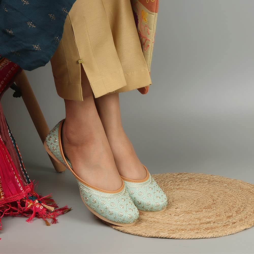 Indifeet Jutti for Women - Green - Image 3