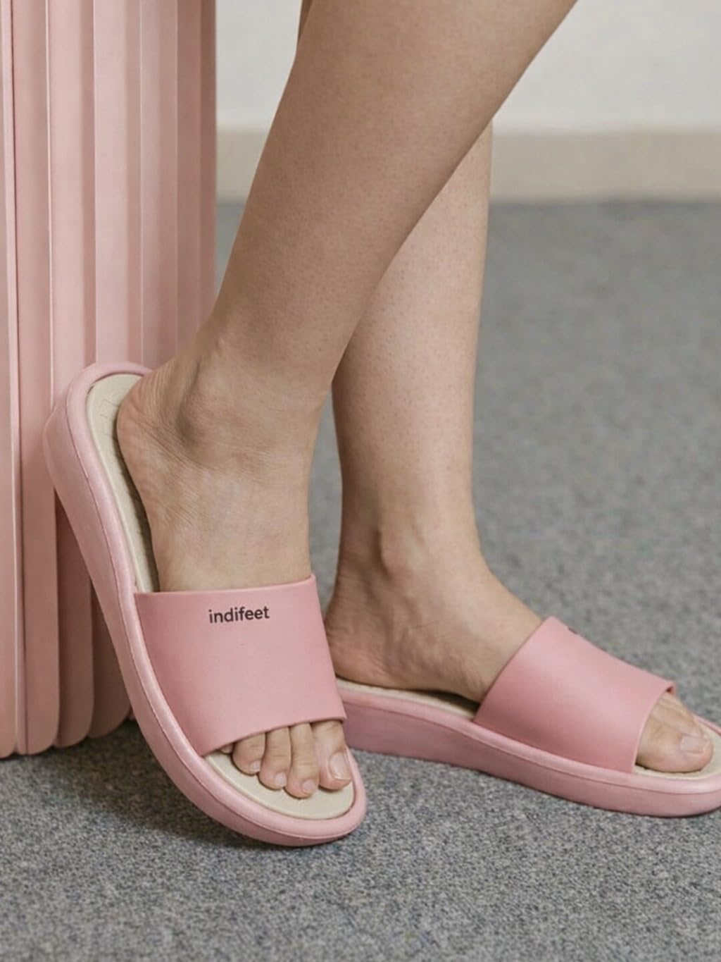 Indifeet Comfortable Rubber Slides for Women - Peach - View 3
