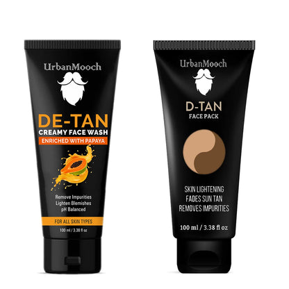 UrbanMooch DeTan Kit for Men | Detan Facewash with Papaya Extracts & Vitamin E, 100gm | Detan Face Pack for Men, 100gm Lohiya Retails