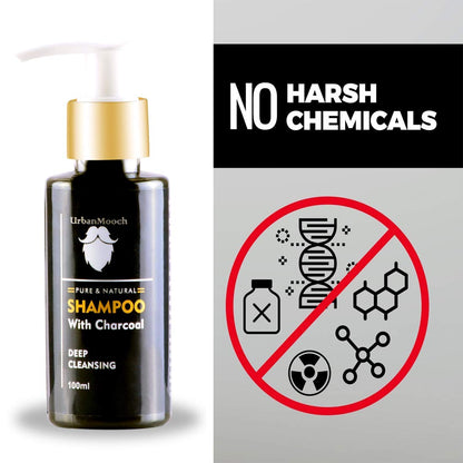 UrbanMooch 3 in 1 Activated Charcoal Kit (Charcoal Peel Off Mask + Charcoal Face Wash + Charcoal Shampoo) For Blackheads Removal, Dirt Removal, Skin Brightening & Shining Hair Lohiya Retails