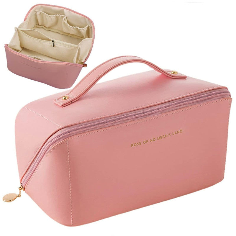 Buddy Cares Large Capacity Travel Cosmetic Bag – Waterproof Makeup Bag with Handle & Divider – Detail View