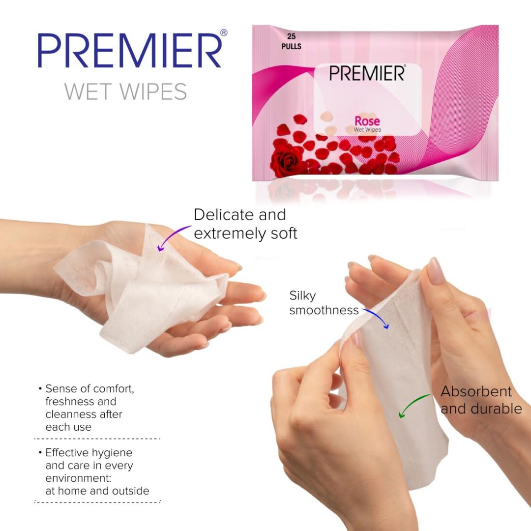 Premier Refreshing Face Cleaning Wet Wipes (75 Sheets) | 25 Pulls per Pack | Pack of 3 Assorted | Soft, Skin-Friendly, Alcohol-Free | Perfect for Home, Travel & Office | Hydrates for Instant Freshness HP Xpress