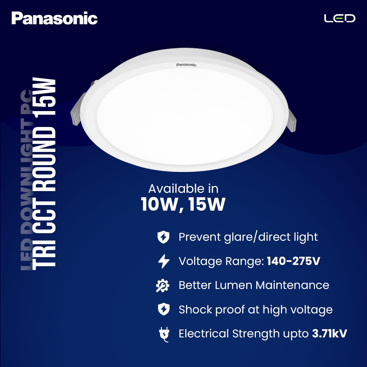 Panasonic 15W 3-in-1 Colour Downlight (Cool/Natural/Warm White)