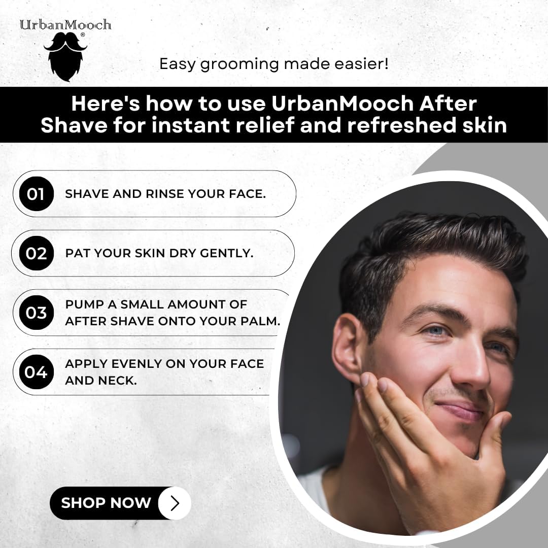 UrbanMooch Instant Relief After Shave Lotion for Men with Witch Hazel Extract | Allantoin and Vitamin E | Natural and Organic Soothing to Prevent Razor Burn | Chemical Free |100ml each (Pack of 2) Lohiya Retails
