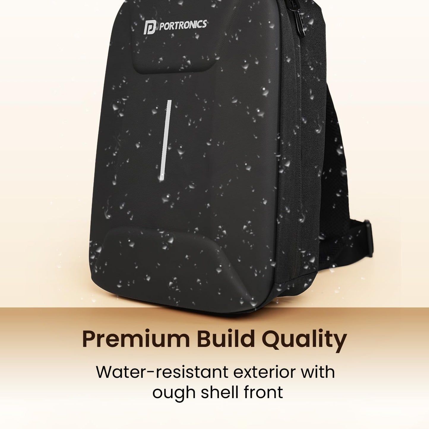 Portronics Byte Mini, Unisex Crossbody Sling Bag with Water-Resistant Hard Shell, Fits Devices up to 13 Inches, Smart Organizer, Switchable Strap, Ergonomic Lightweight Design for Men and Women(Black)