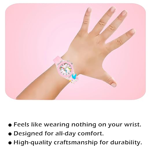 DAINTY Kids' LED Light-Up Unicorn Watch – 3D Cartoon Silicone Pink Wristwatch for Girls (Ages 3–10) DaintyCLiQ