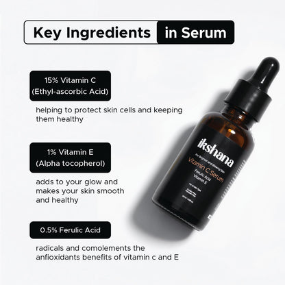 Ikshana Vitamin C E Ferulic Serum – 16% Ethyl Ascorbic Acid for Brightening & Anti-Aging (30ml) DaintyCLiQ