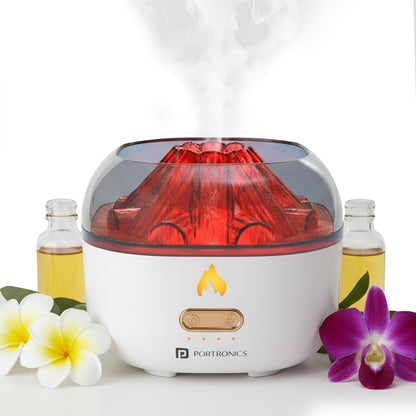 Portronics Magma Pro, Mini Aromatherapy Humidifier with Dual Light Modes, Essential Oil Diffuser, 200ml Capacity, Type-C Powered, Ultra Quiet Operation, Four Auto Timers, Cool Mist for Home & Office