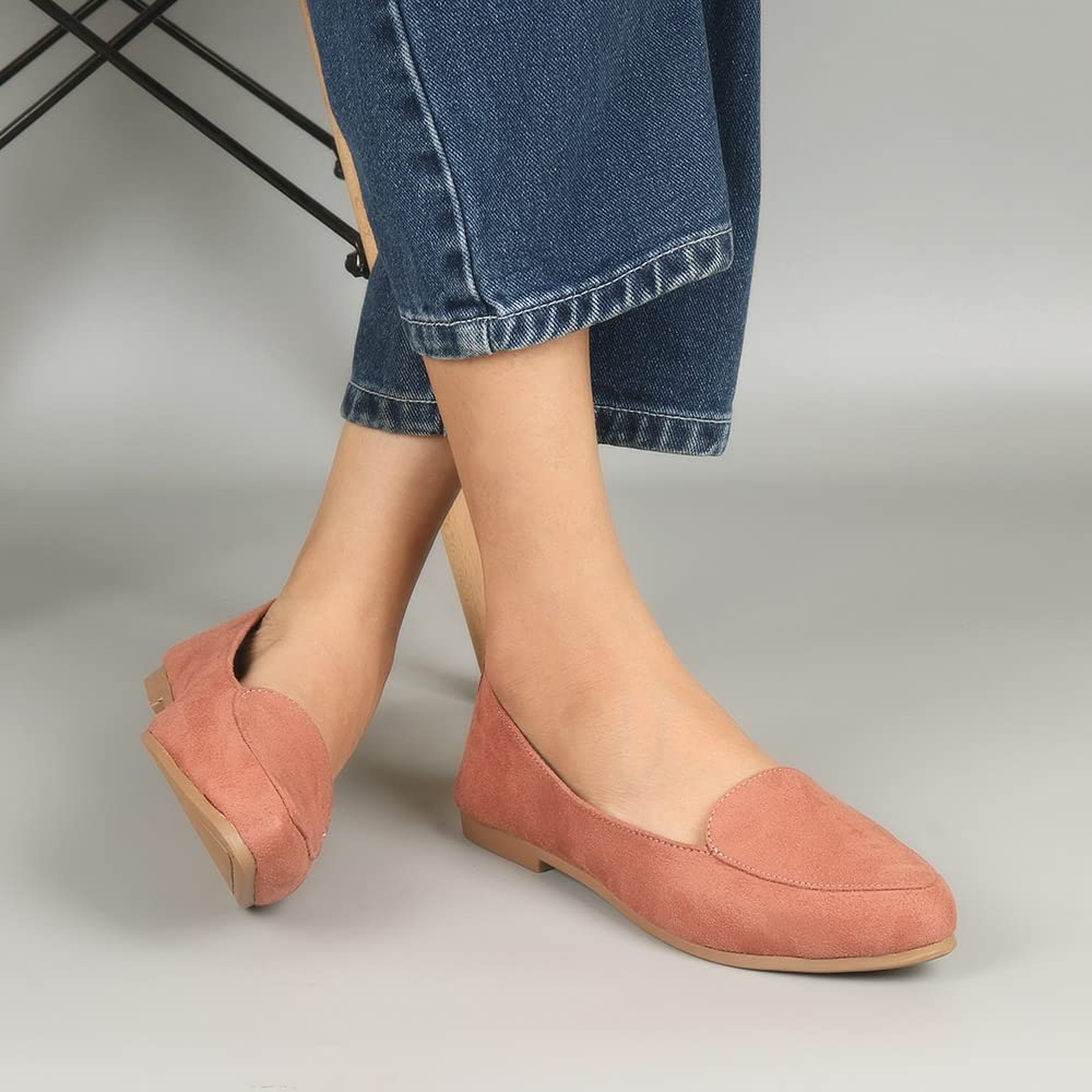 Indifeet Stylish Flat Ballerina Shoes for Women - Peach - View 3