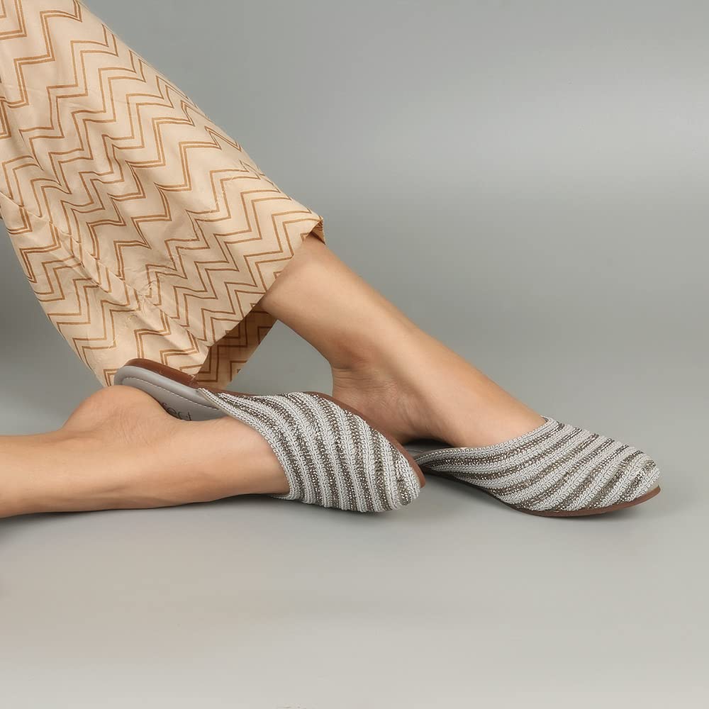 Indifeet Traditional Mules for Women - Silver - View 4
