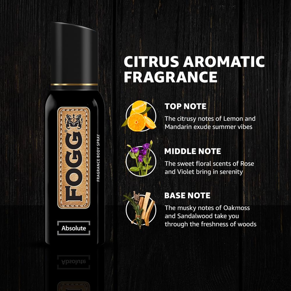 Fogg Fantastic Absolute No Gas Body Spray for Men – Long Lasting Citrus Aromatic Deodorant, 150ml HP Xpress