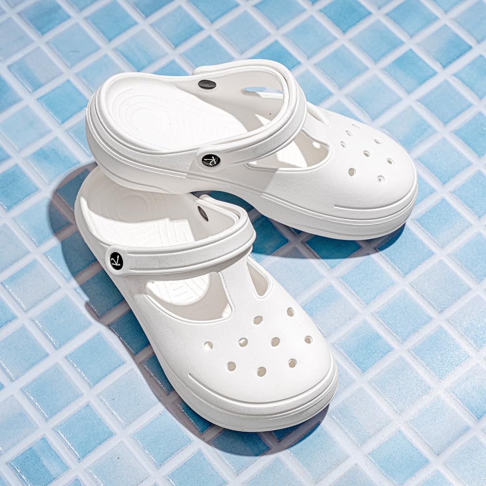 Indifeet Casual Waterproof Clog Shoes for Women - White - Image 6